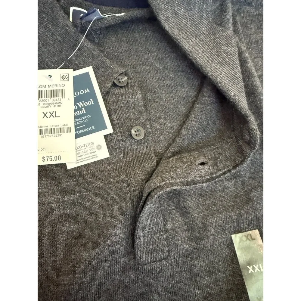 Club Room Mens Merino Wool Polo Sweater Size 2XL XXL‎ NWT Pullover Preppy Office
